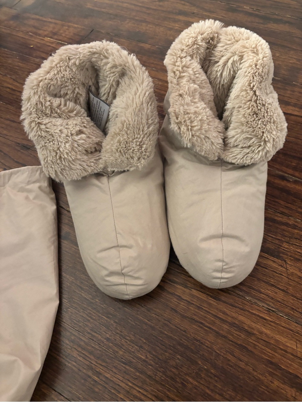 Restoration Hardware Ultimate Luxury Plush Foot Duvet Slippers in Dune color NWT